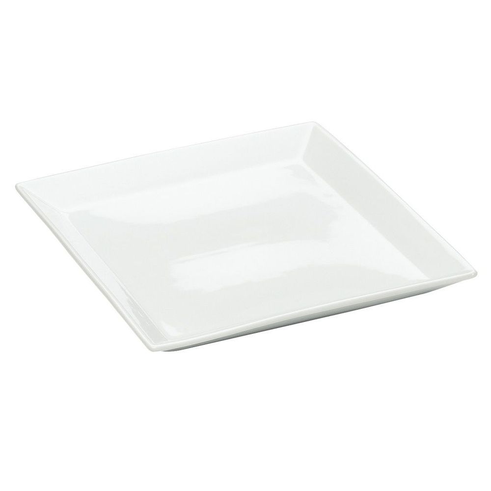 Cal-Mil White Porcelain Large Square Platter, 11.875 x 11.875 x 1.25 inch