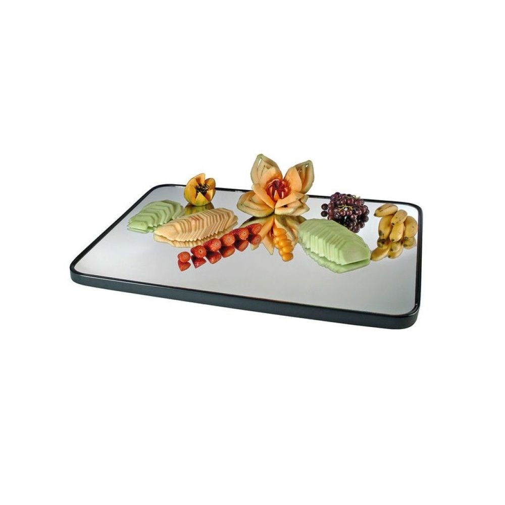 Cal-Mil Rectangular Mirror Tray with Raised Black Rim, 24 x 32 x 1 inch