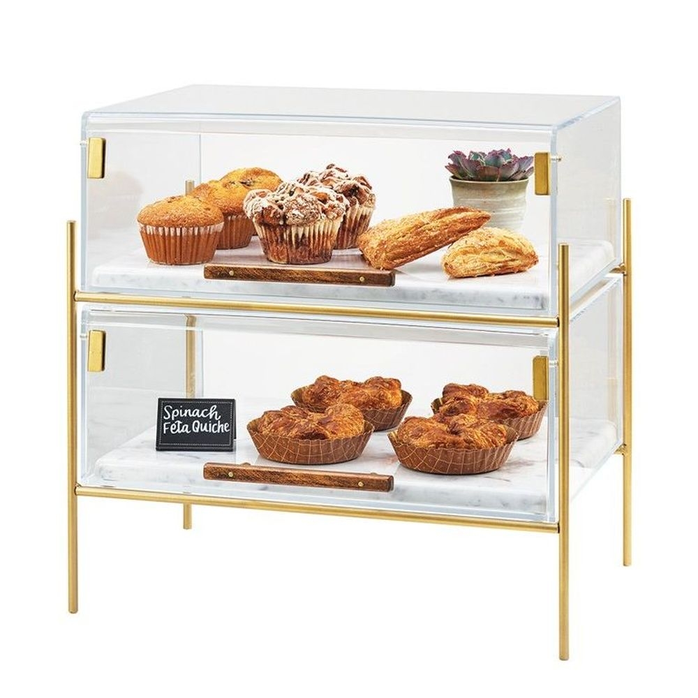 Cal-Mil Brass Frame Mid Century Pastry Case, 19.5 x 13.5 x 18 inch