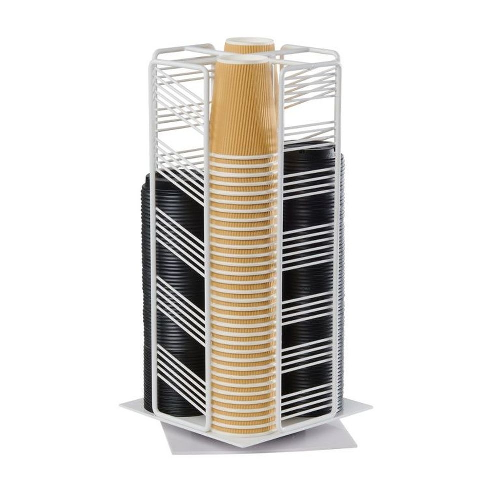 Cal-Mil White Portland Revolving Cup and Lid Organizer, 8.75 inch Width x 8.75 inch Depth x 17.75 inch Height
