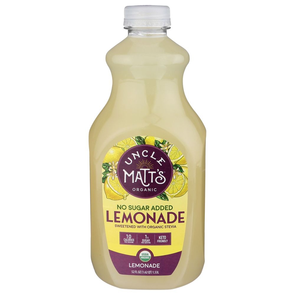 Unclematts Organic No Sugar Added Lemonade Juice, 52 Fluid Ounce -- 6 per case