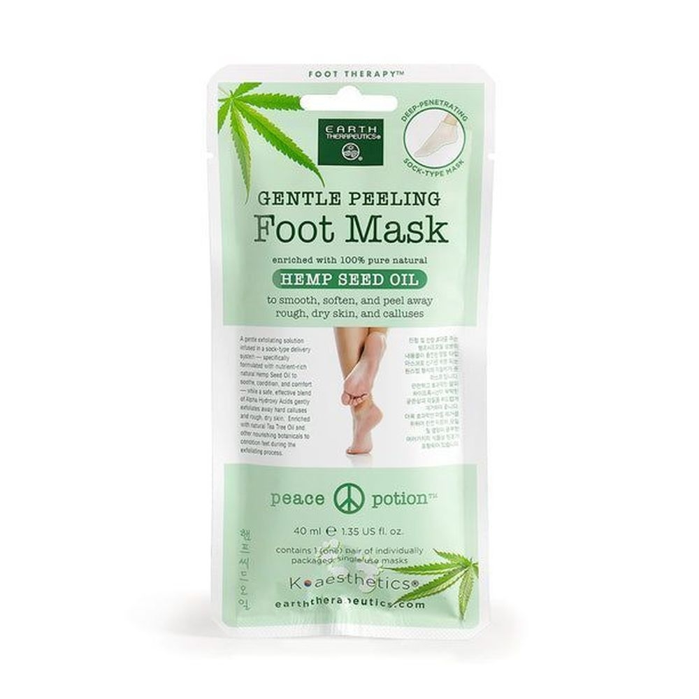 Earth Therapeutics Gentle Peeling Foot Mask with Hemp Seed Oil, 1 Pair