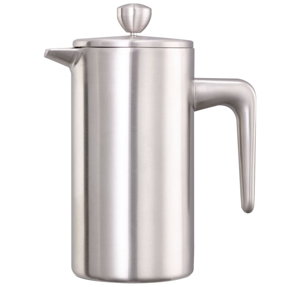 Service Ideas Stainless Steel Brushed Finish Double Wall French Coffee Press, 0.35 Liter Capacity