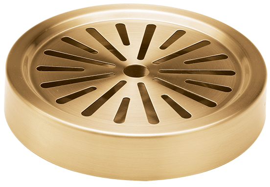 Service Ideas Stainless Steel Vintage Gold Round Drip Tray, 6 x 6 x 1.25 inch
