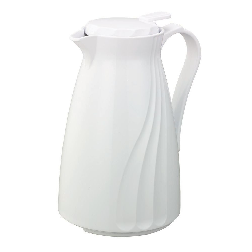 Service Ideas Twist N Serv White Foam Insulated Carafe with Push Button Lid, 1.2 Liter Capacity