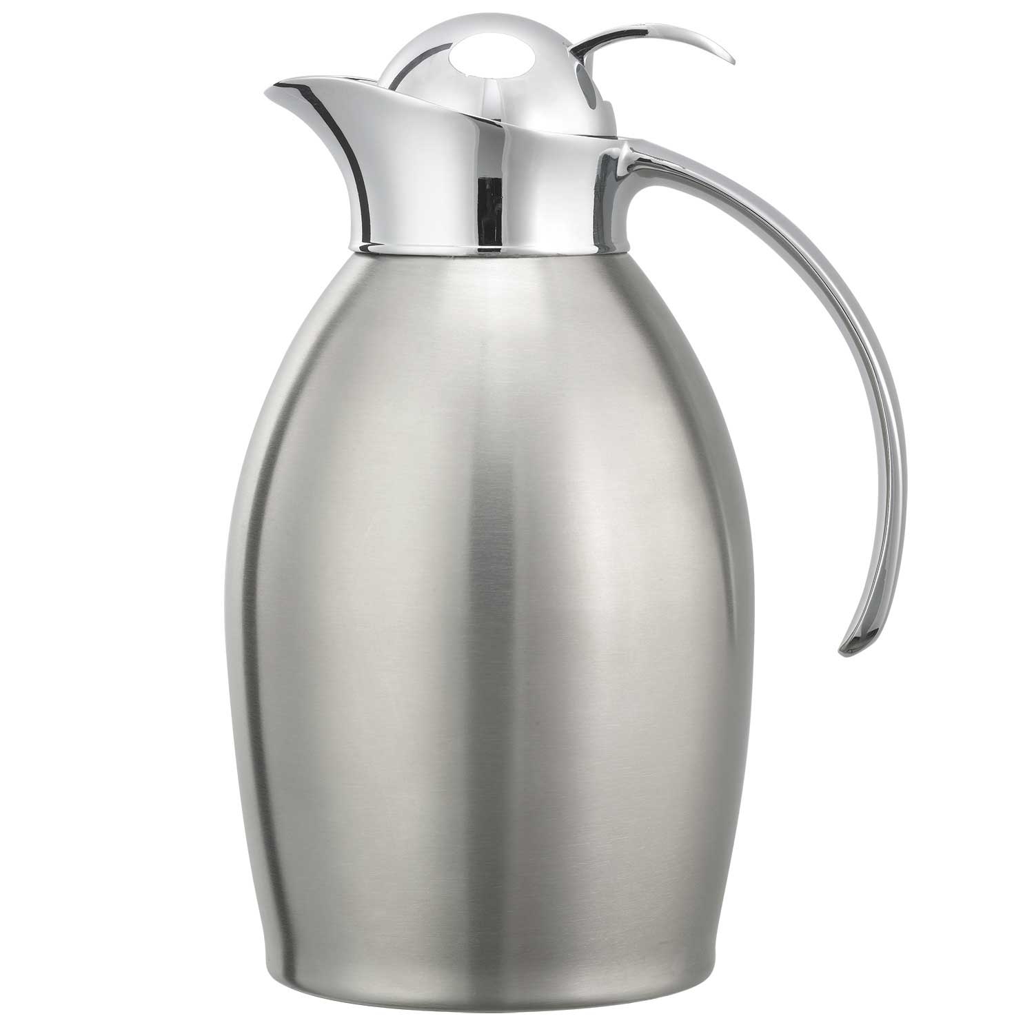 Service Ideas Nicollet Series Brushed with Polished Accents Stainless Vacuum Insulated Carafe, 33.8 Ounce Capacity