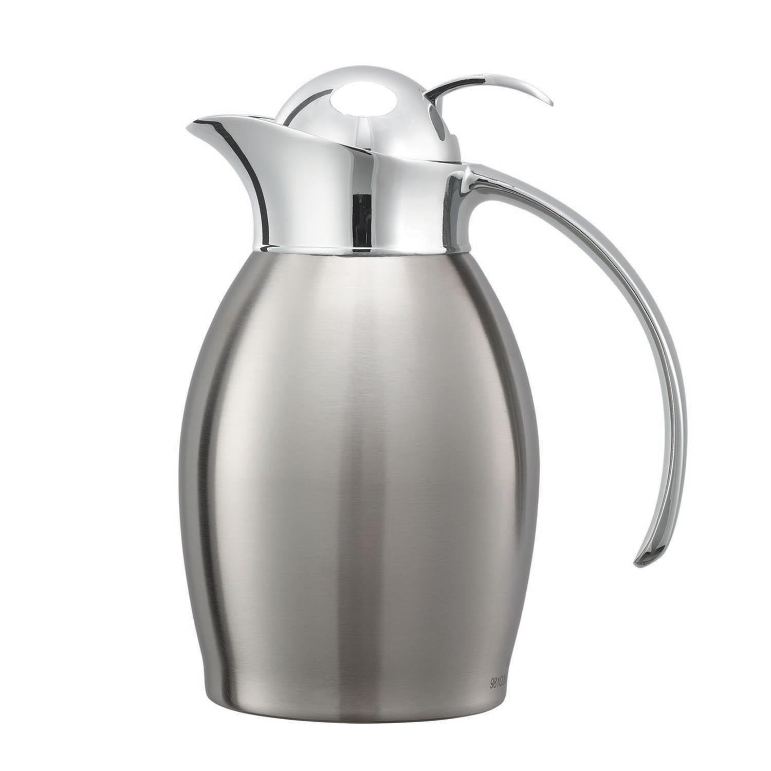 Service Ideas Nicollet Series Brushed with Polished Accents Original Stainless Vacuum Insulated Carafe, 20 Ounce Capacity