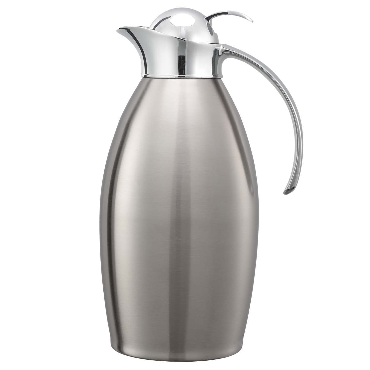 Service Ideas Nicollet Series Brushed with Polished Accents Original Stainless Vacuum Insulated Carafe, 50.7 Ounce Capacity