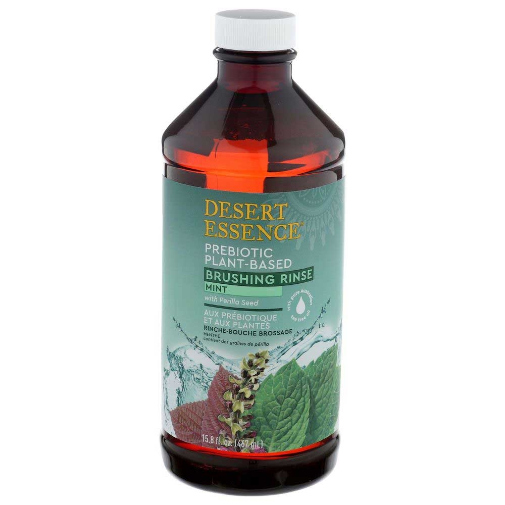 Desert Essence Prebiotic Plant Based Mint Brushing Rinse with Perilla Seed, 15.8 Fluid Ounce