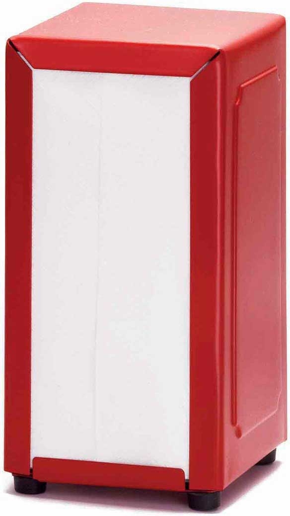 Tablecraft Red Tall Fold Napkin Dispenser, 3.75 x 4.25 x 7.5 inch -- 24 per case