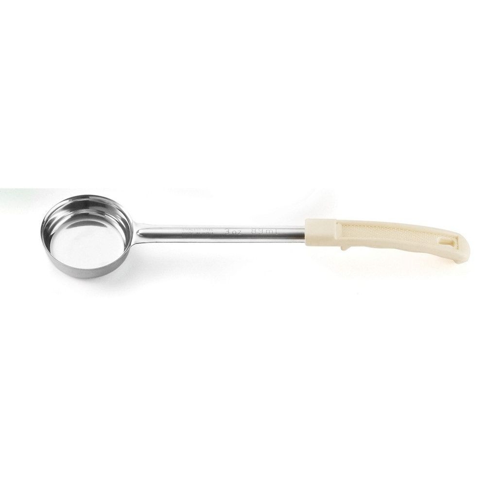 Tablecraft Stainless Steel Solid One Piece Spoonout with Beige Handle, 3 Ounce Capacity