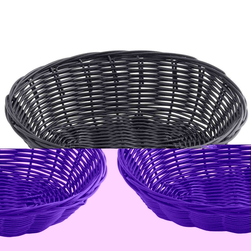 Tablecraft Black Oval Handwoven Basket, 9 x 6 x 2.25 inch -- 12 per case