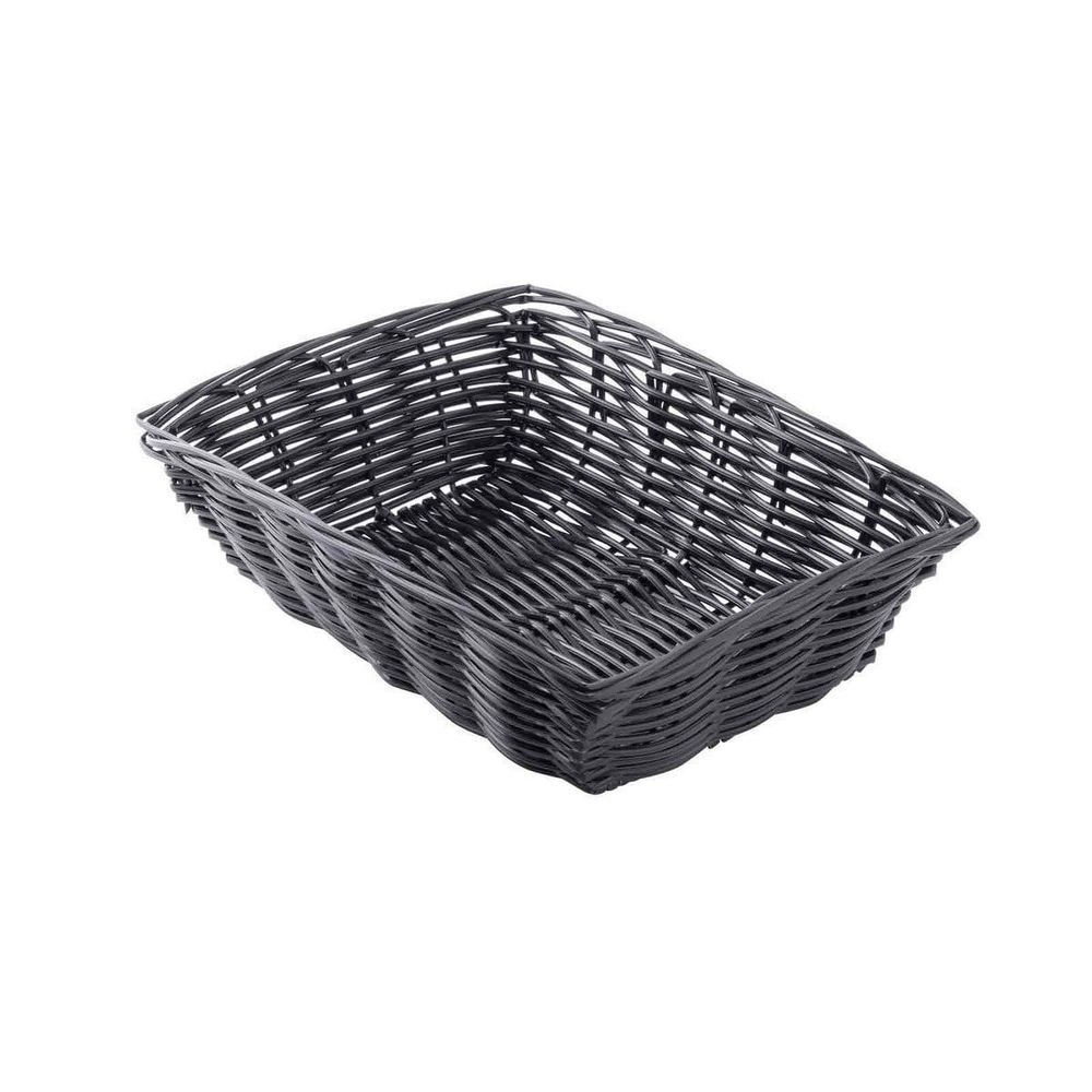 Tablecraft Polypropylene Black Rectangular Handwoven Basket, 9 x 6 x 2.5 inch -- 12 per case