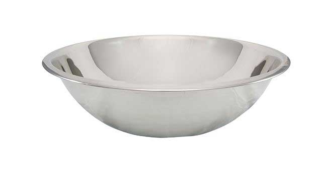 Tablecraft 200 Series Stainless Steel Standard 0.4 mm Mirror Finish Mixing Bowl, 20 Quart Capacity