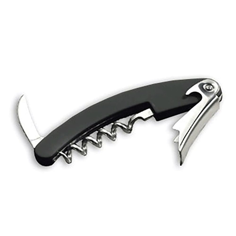 Tablecraft Black Rubber Carded Waiters Corkscrew with Soft Grip, 4 x 0.5 x 1.25 inch -- 6 per case