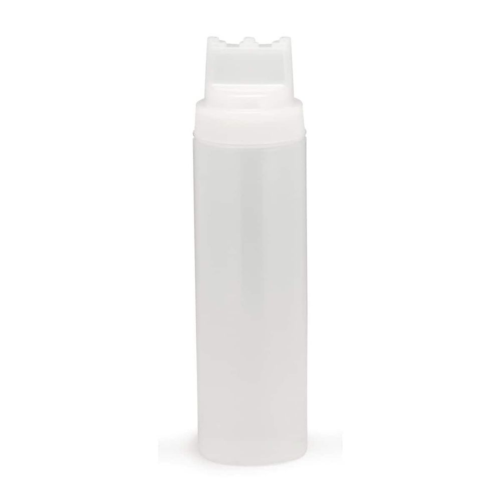 Tablecraft Polyethylene Three TipTop Selectop Wide Mouth Natural Squeeze Dispenser, 24 Ounce Capacity -- 12 per case
