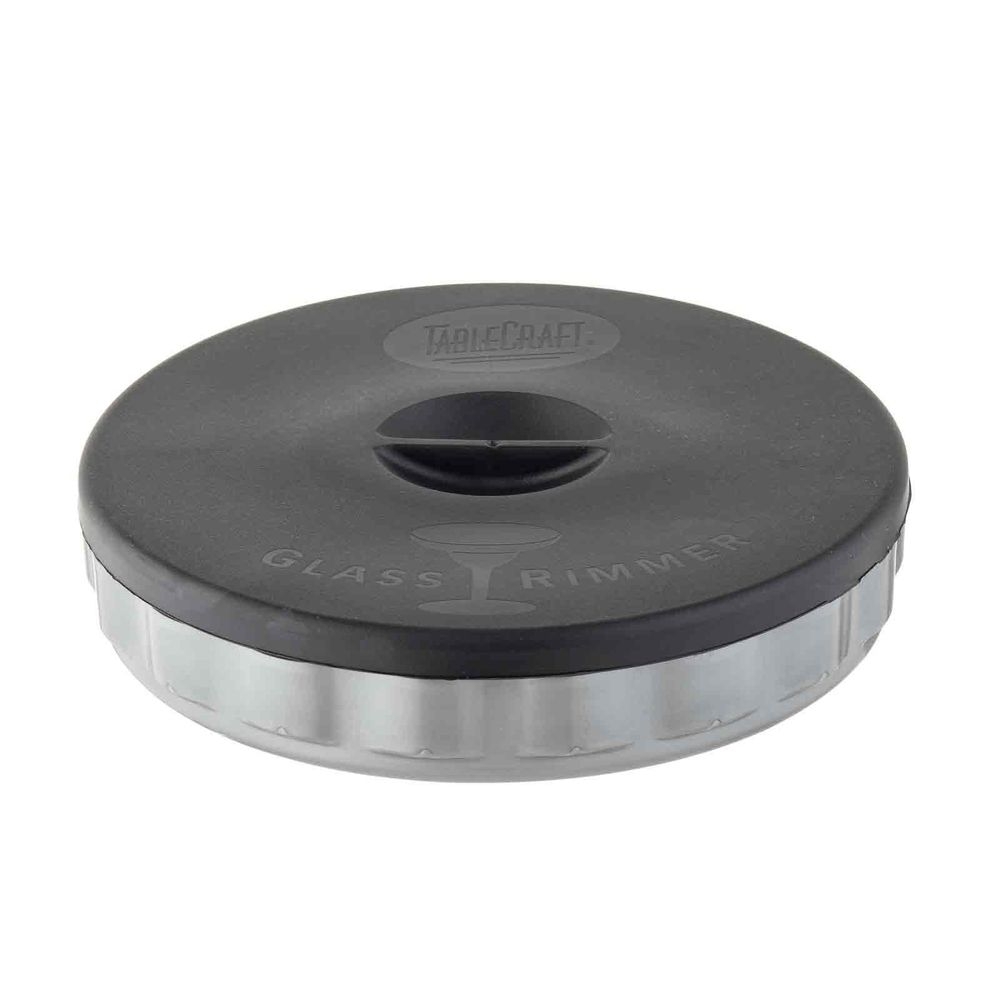 Tablecraft 2 Piece Polypropylene Glass Rimmer with TPE Lid, 7 x 7 x 1.5 inch -- 6 per case