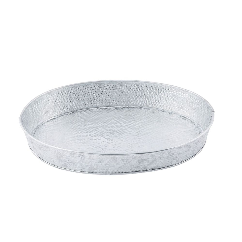 Tablecraft Galvanized Steel with Pebble Texture Oval Diner Platter, 12 x 8.5 x 1.75 inch