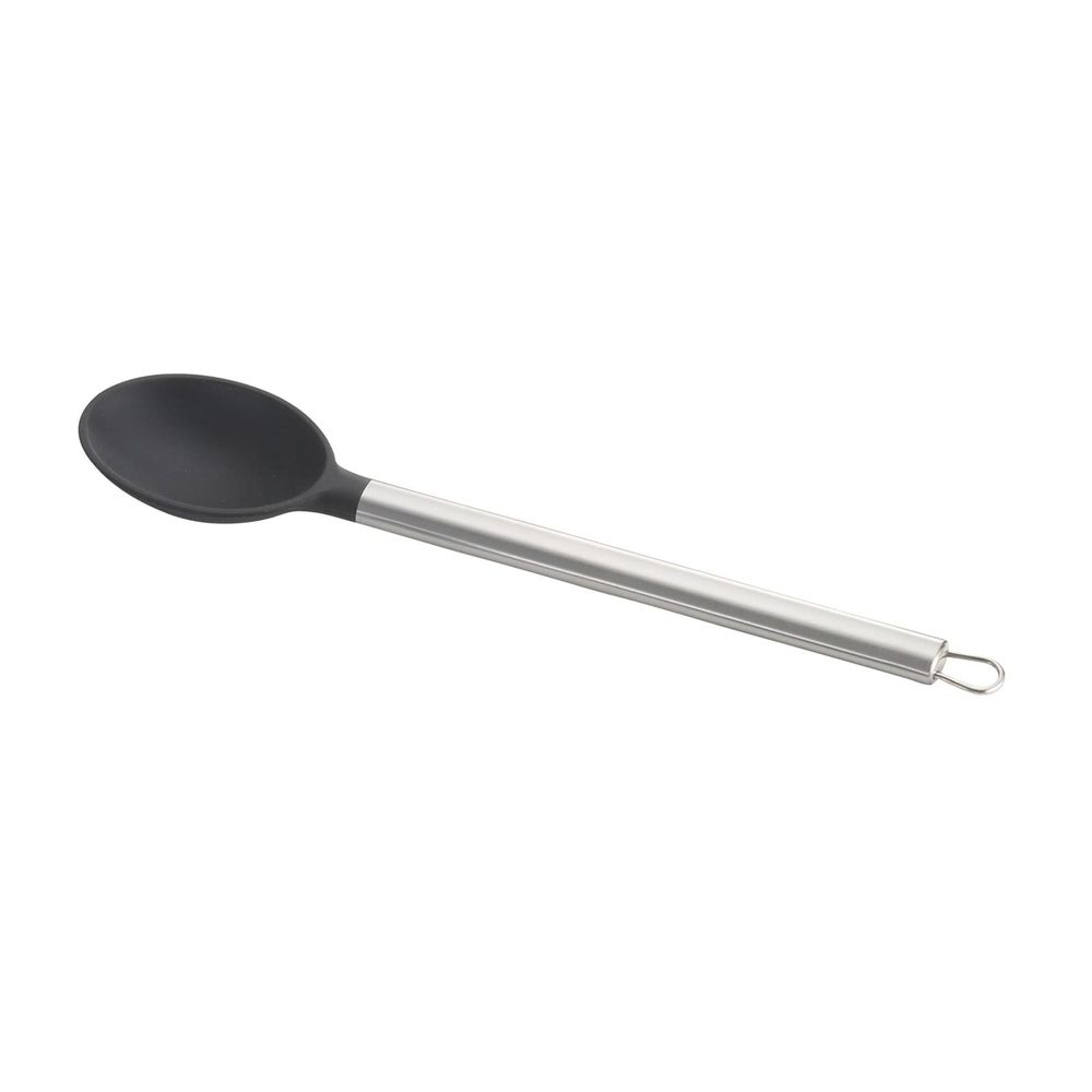 Tablecraft Solid Silicone Spoon with Stainless Steel Handle, 13 inch