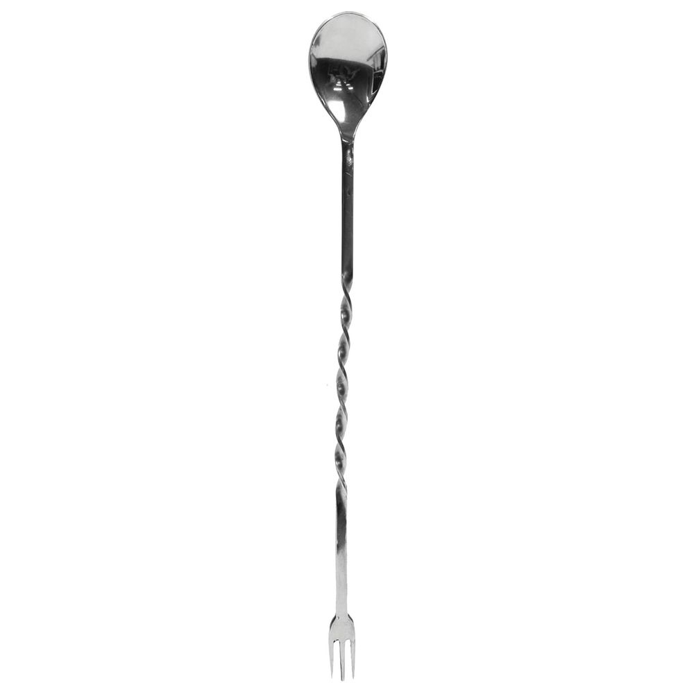 Tablecraft 200 Series Stainless Steel Bar Mixing Spoon with Fork, 12 x 1.375 x 0.75 inch