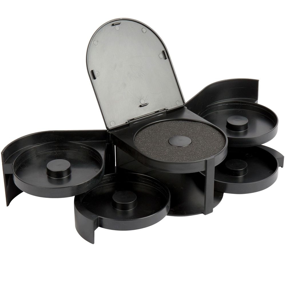Tablecraft Polystyrene Black 4 Swing Out Trays and 1 Sponge Tray Glass Rimmer