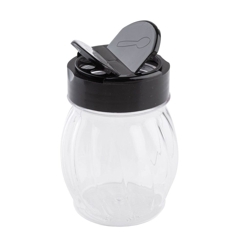 Tablecraft Black Plastic Flip Top Glass Shaker, 6 Ounce Capacity -- 12 per case