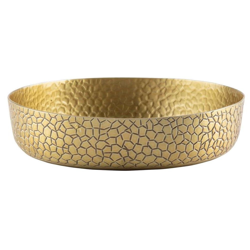 Tablecraft Crackle Collection Gold Powder Coated Finish Round Platter, 8.5 inch