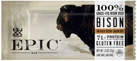 Epic Bison Bacon Cranberry Snack Bar, 1.3 Ounce -- 12 per case