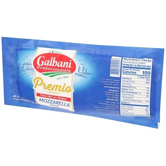 Galbani Professionale Premium Whole Milk Low Moisture Mozzarella Rw, 5 Pound -- 8 per case.