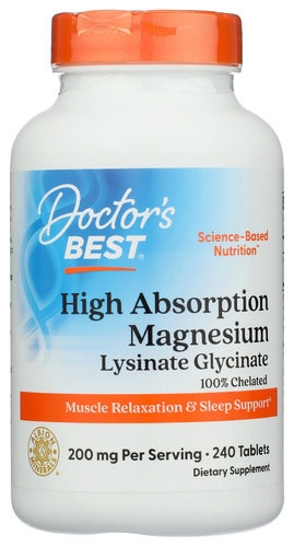 Doctors Best 200mg High Absorption Magnesium Tablets - 240 count per pack