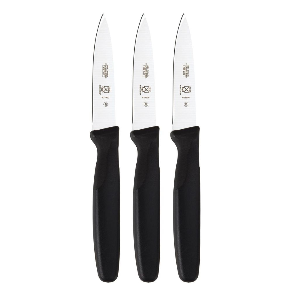 Mercer Culinary Millennia Slim Paring Knife with Black Handle, 3 inch - 3 per pack