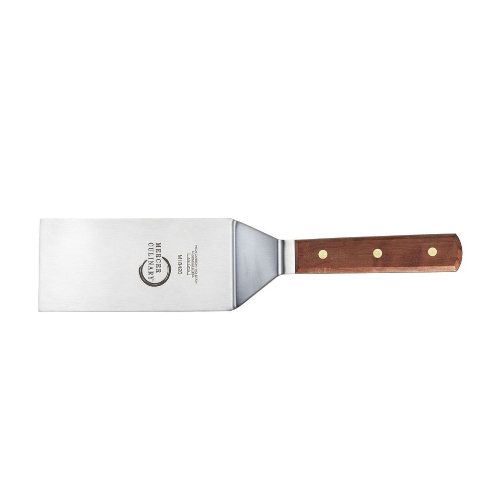 Mercer Culinary Praxis Brown Rosewood Handle Square Edge Turner, 6 x 3 inch