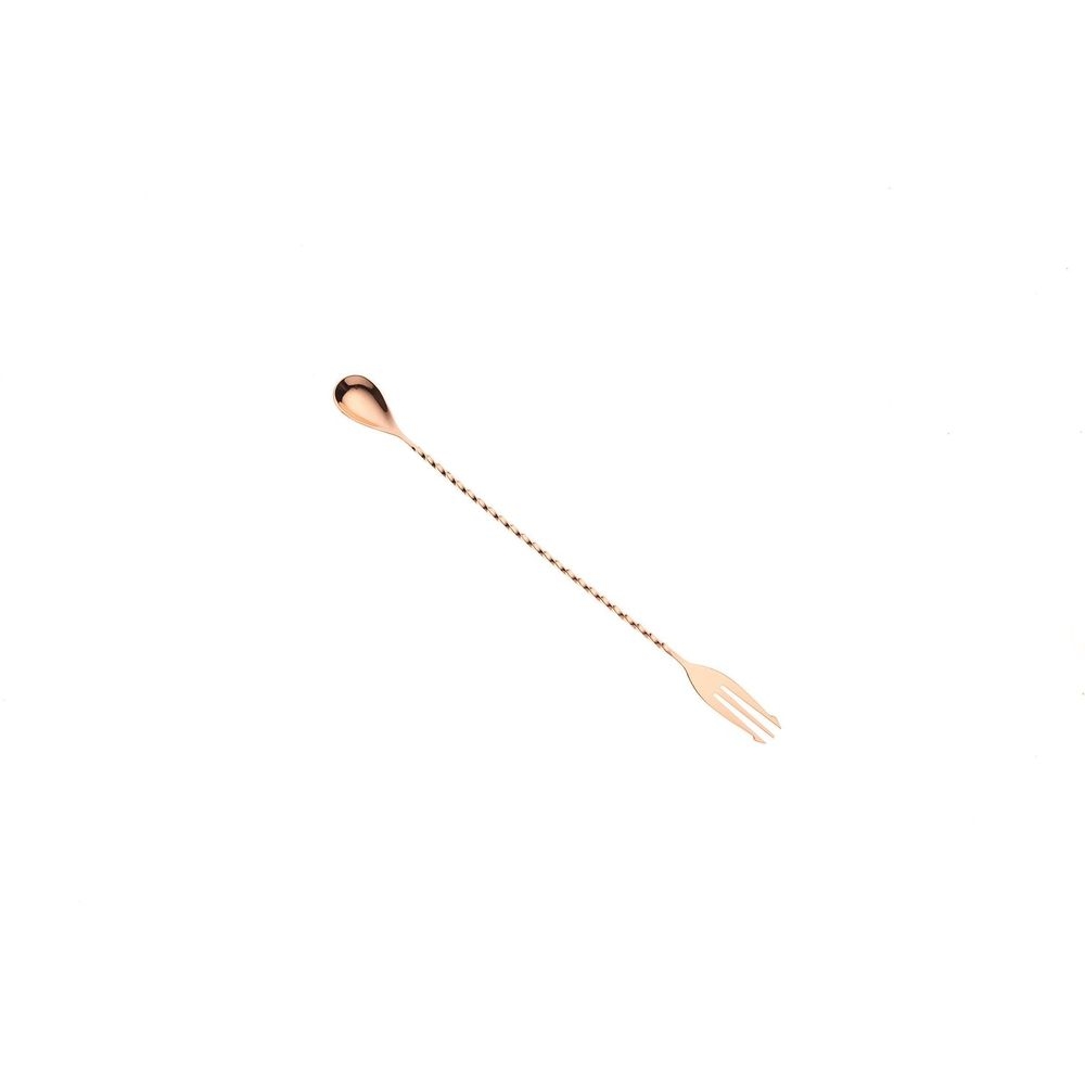 Barfly Copper Plated Bar Spoon with Fork End, 12 3/8 inch