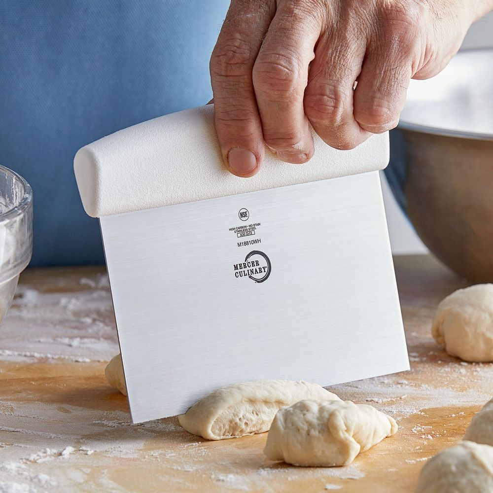 Mercer Culinary Bench Scraper with White Handle, 5 7/8 x 3 1/2 inch