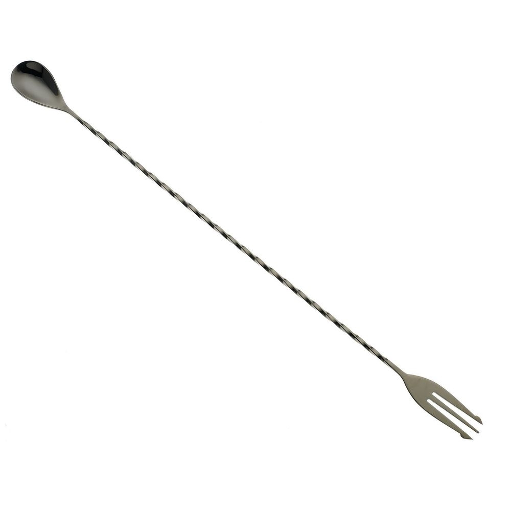 Barfly Gun Metal Black Bar Spoon with Fork End, 15 3/4 inch