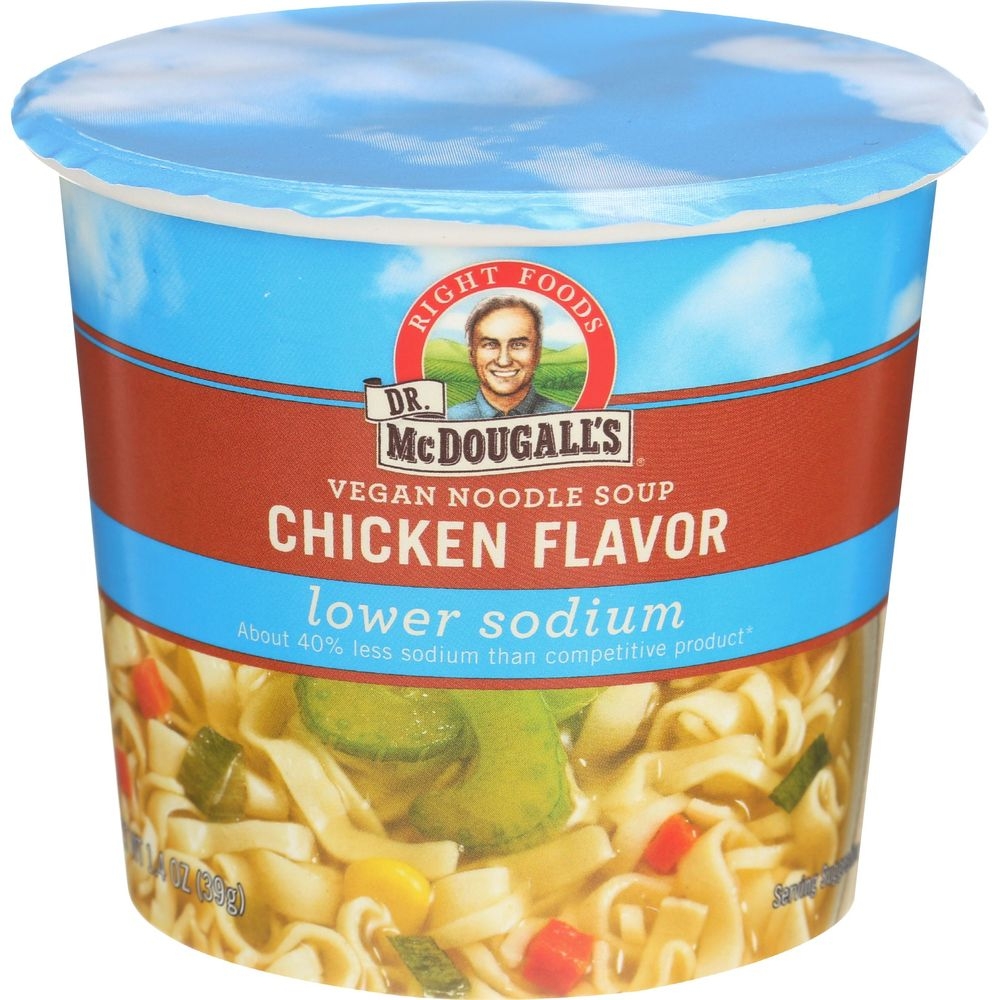 Dr. Mcdougalls Lower Sodium Chicken Flavor Vegan Noodle Soup Cup, 1.4 Ounce -- 6 per case