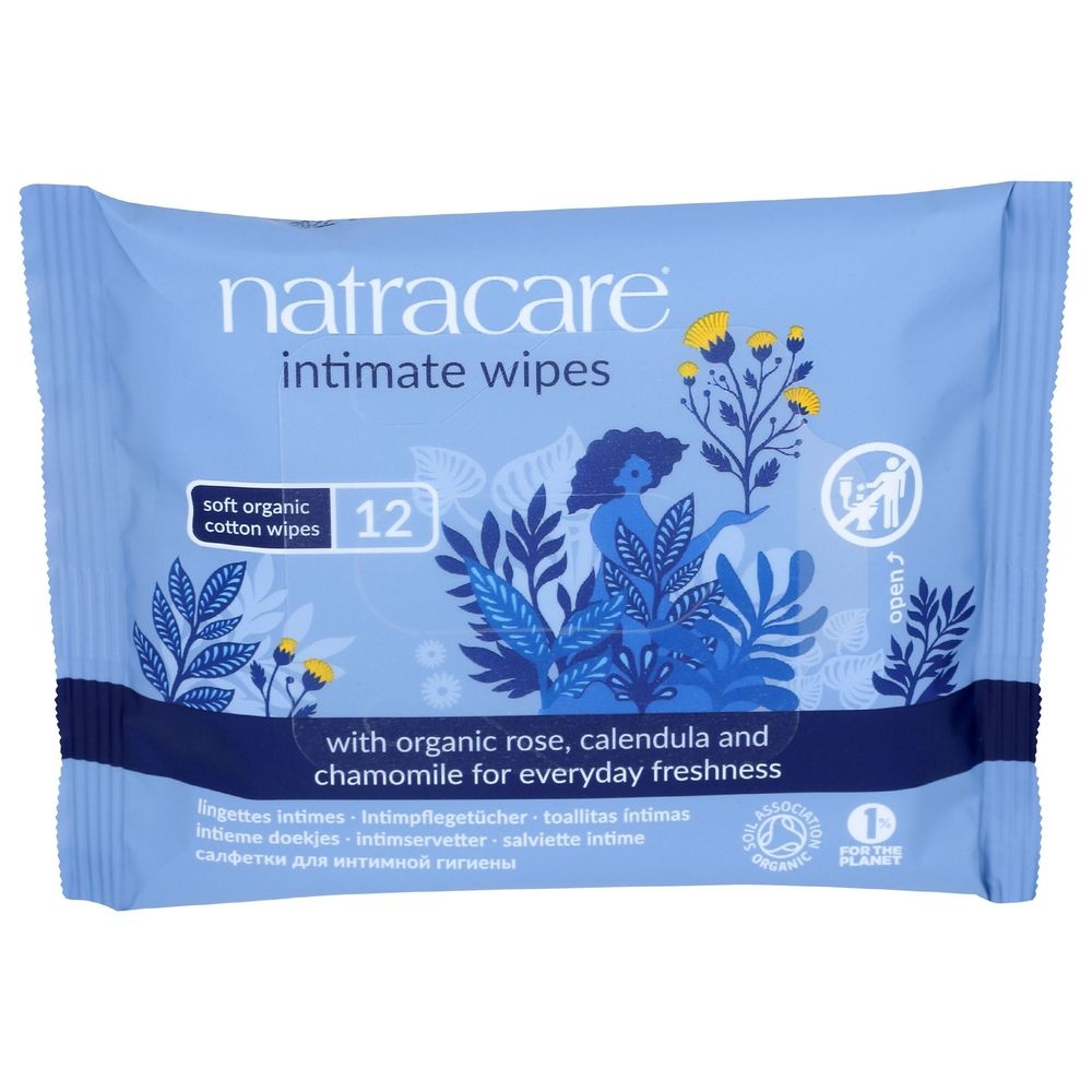 Natracare Organic Cotton Intimate Wipes, 12 count