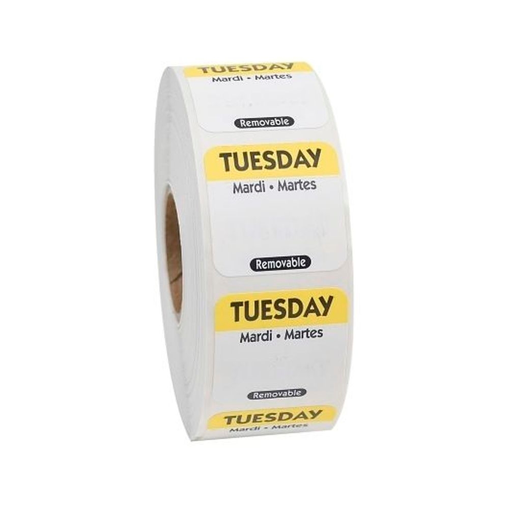 Ncco Removable Trilingual Tuesday Label Roll, 3 count