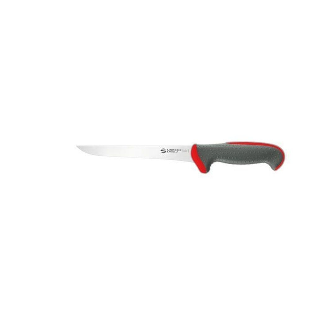 Ambrogio Sanelli Tecna Red Narrow Boning Knife with Semi Polished Blade Finishing, 7 inch