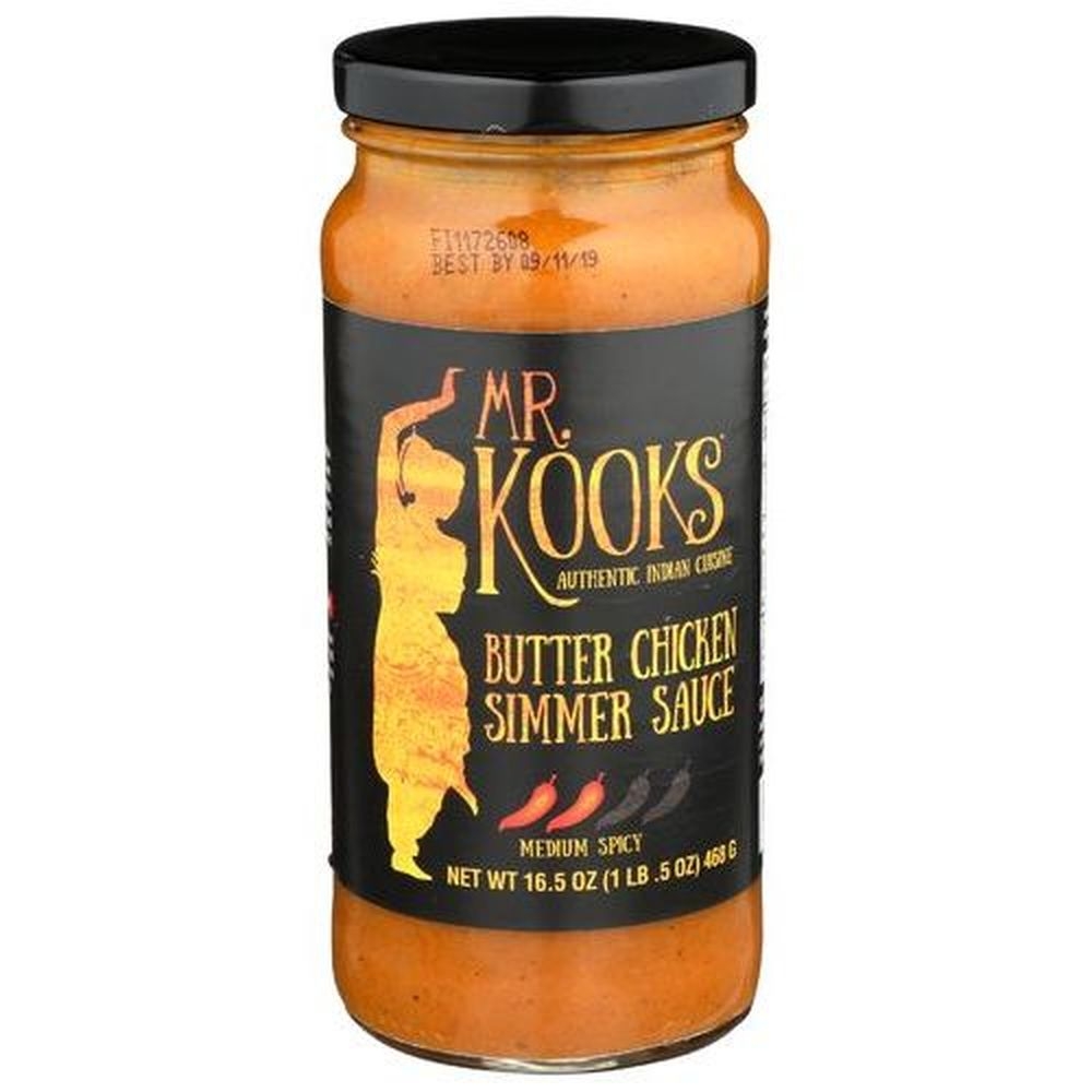 Mr Kooks Butter Medium Spicy Chicken Simmer Sauce, 16.5 Ounce -- 6 per case