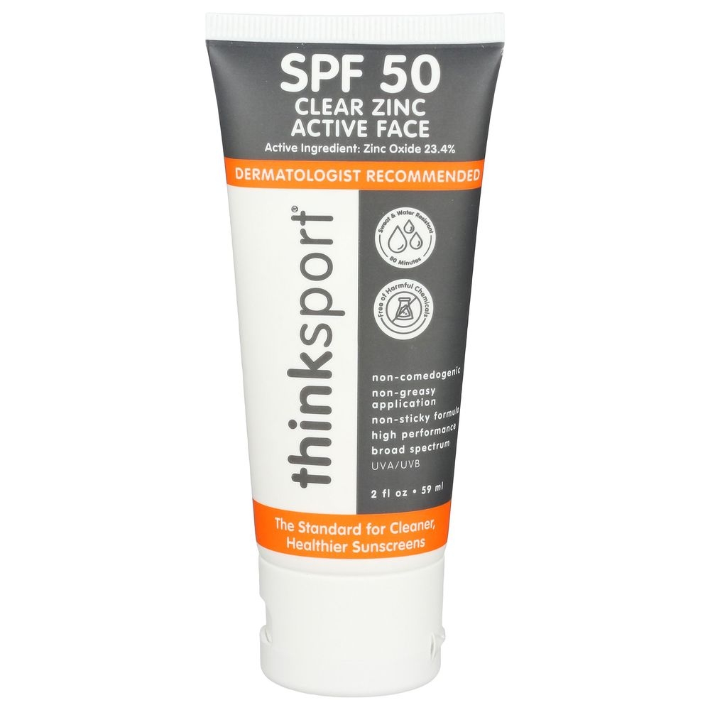 Thinksport Clear Zinc SPF 50 Mineral Sunscreen Lotion, 2 Fluid Ounce
