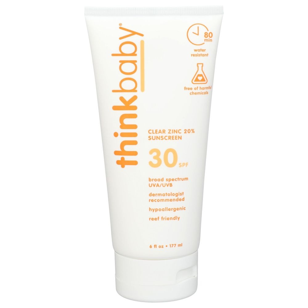 Thinkbaby SPF 30 Clear Zinc Sunscreen, 6 Fluid Ounce