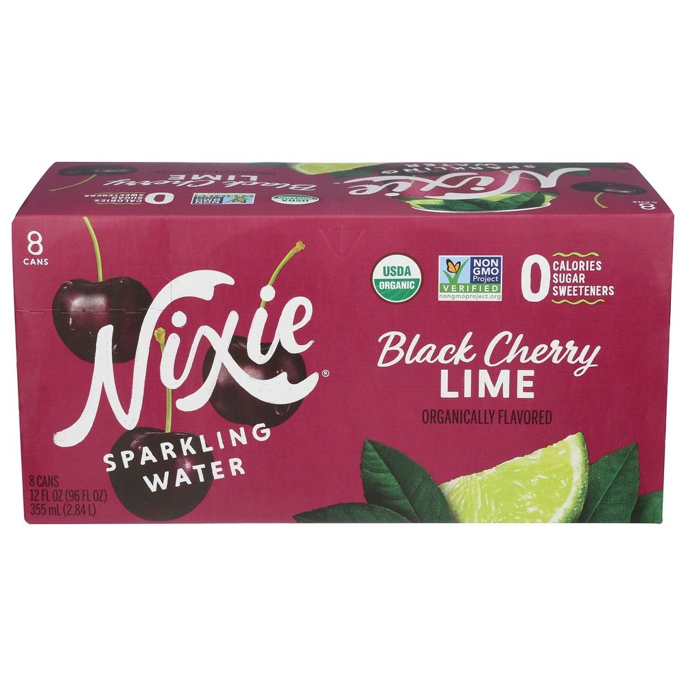 Nixie Organic Black Cherry Lime Sparkling Water, 12 Fluid Ounce -- 24 per case