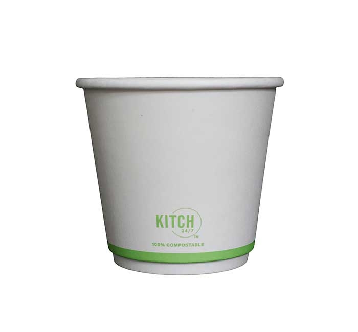 KITCH 24/7 White Compostable Squat Smooth Insulated Hot Cup, 8 Ounce -- 500 per case