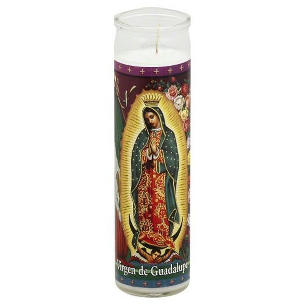St. Jude Virgin De Guadalupe White Candle -- 12 per case