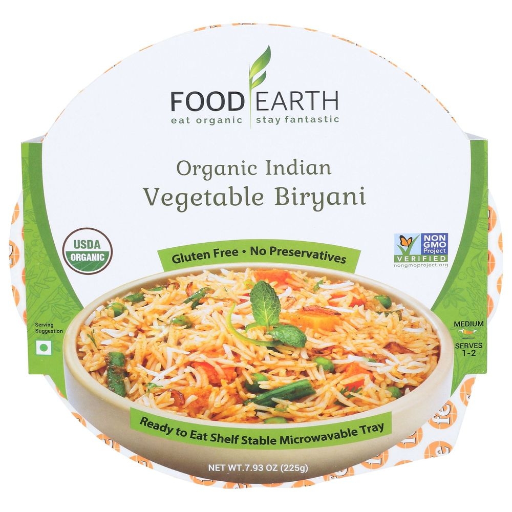 Food Earth Organic Indian Vegetable Biryani, 7.93 Ounce -- 6 per case