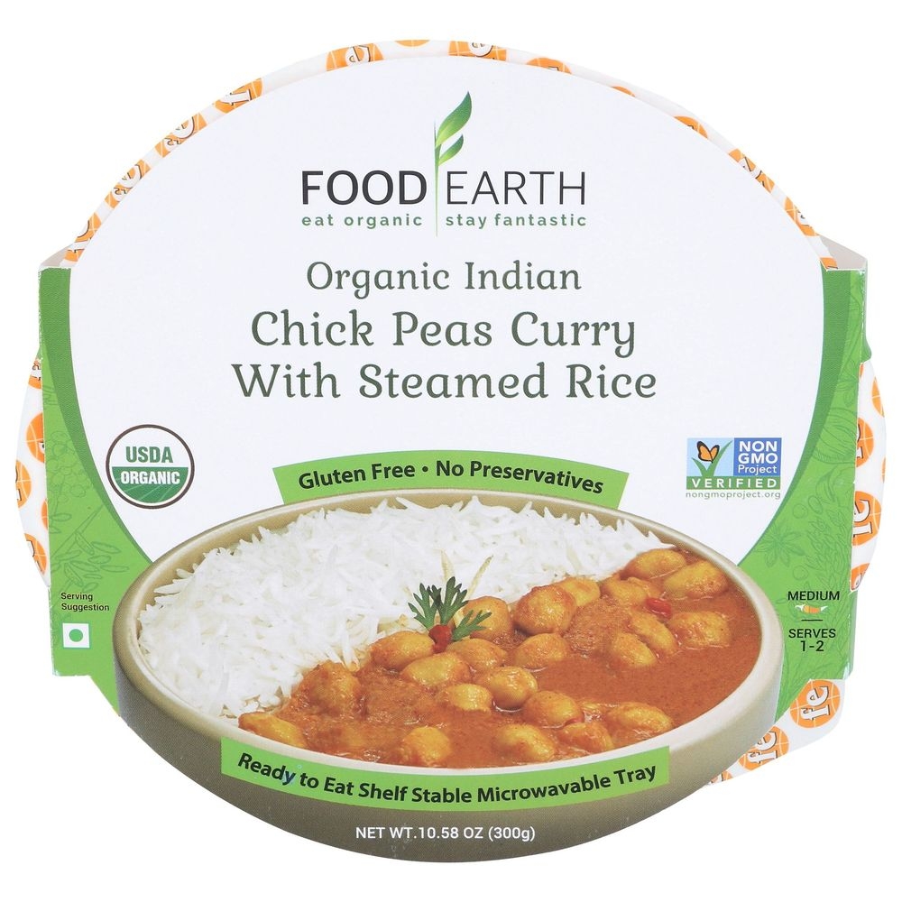 Food Earth Organic Indian Chick Peas Curry with Steamed Rice, 10.58 Ounce -- 6 per case