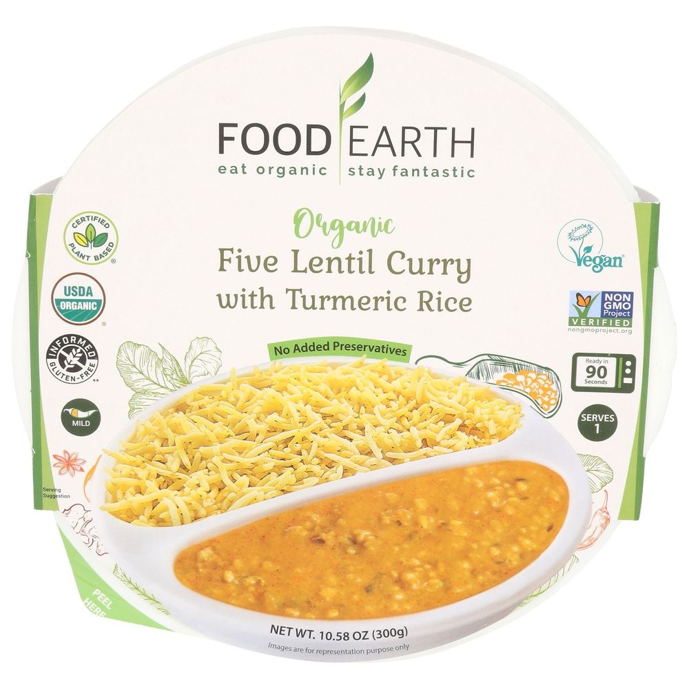 Food Earth Organic Five Lentil Curry with Turmeric Rice, 10.58 Ounce -- 6 per case