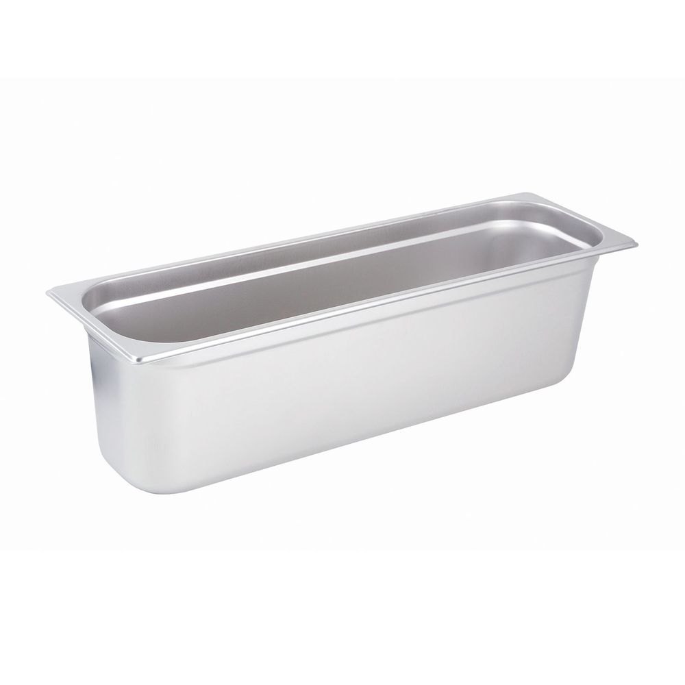 Winco SPJL-6HL 25 Gauge 18/8 Stainless Steel Half Size Long Anti-Jam Steam Table Pan, 6 inch Deep