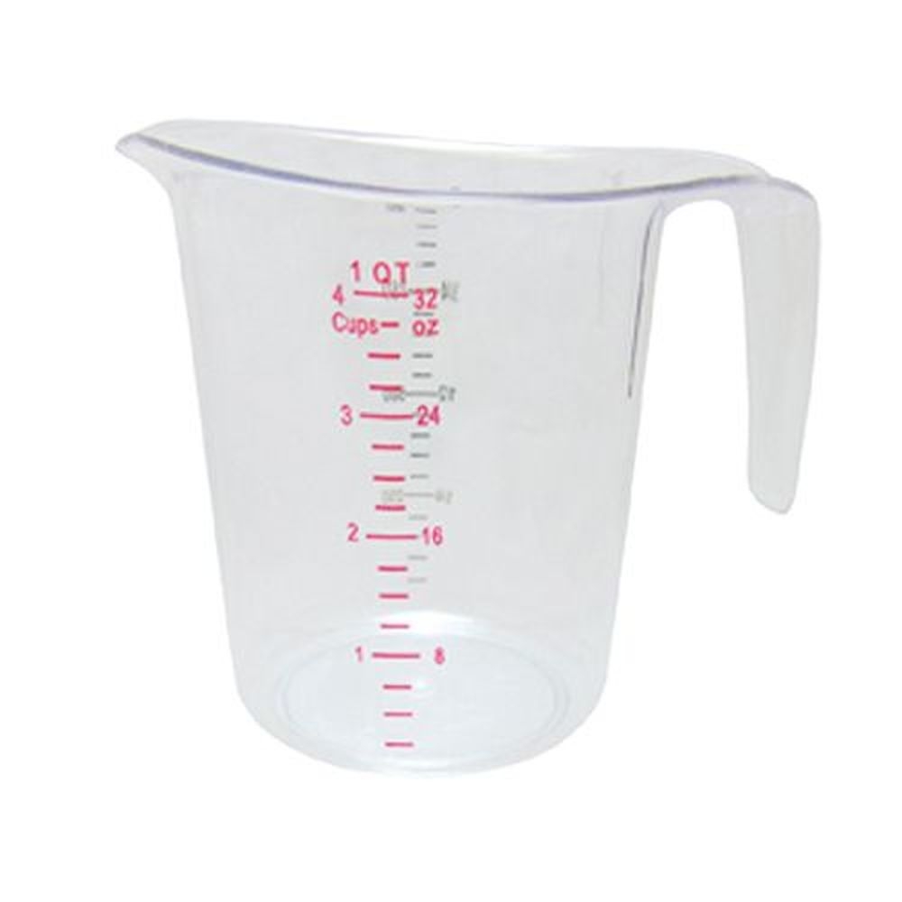 Winco PMCP-100 Polycarbonate Clear Measuring Cup with Color Graduations, 1 Quart Capacity
